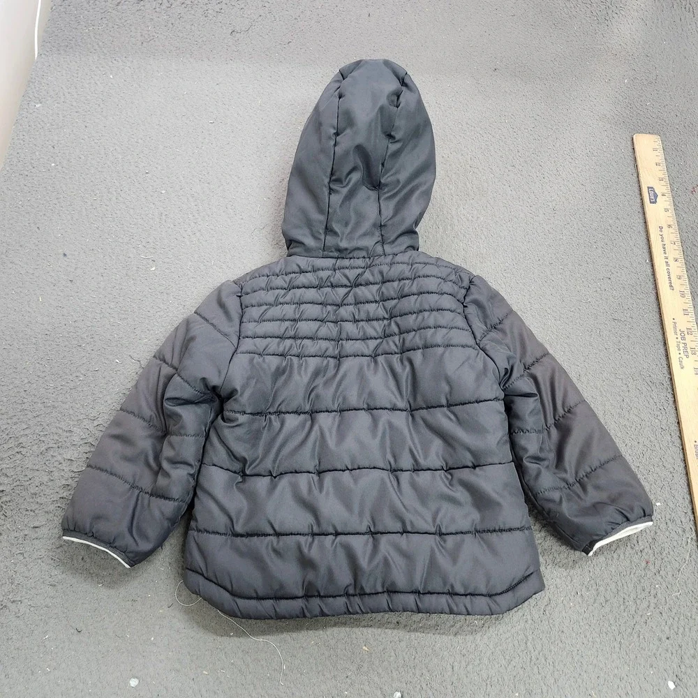 OshKosh Bgosh Toddler Boys Gray Orange Hooded Puffer Jacket Size 2T 16647